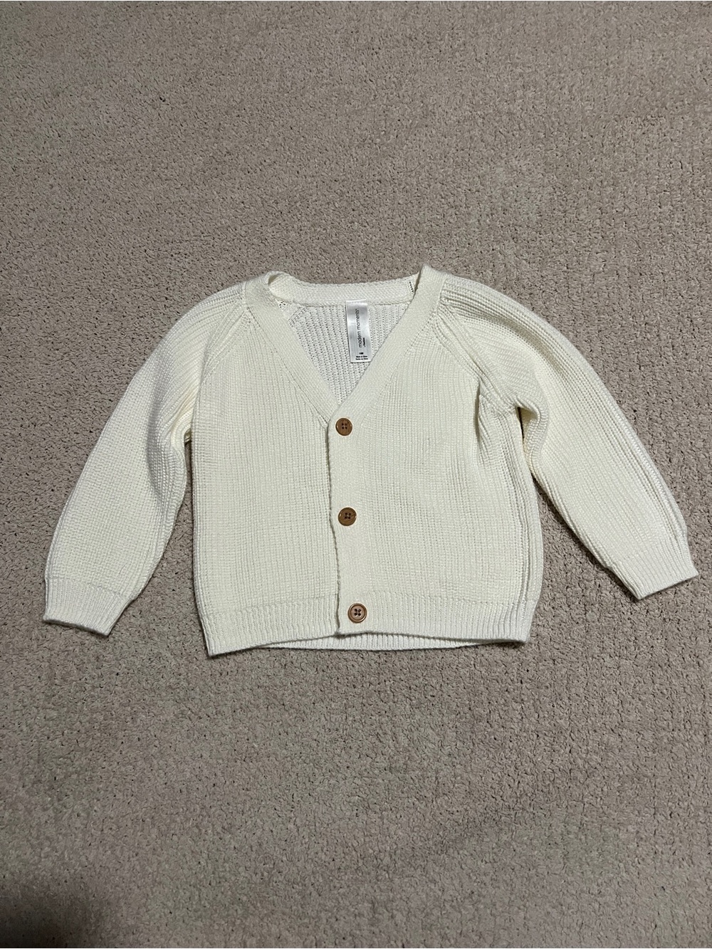 Cream Knit Button-Front Cardigan